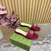 Kitlife Gucci Double G Diamond Buckle Flat Slippers Red - 4