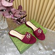 Kitlife Gucci Double G Diamond Buckle Flat Slippers Red - 3