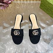 Kitlife Gucci Double G Diamond Buckle Flat Slippers Black - 1