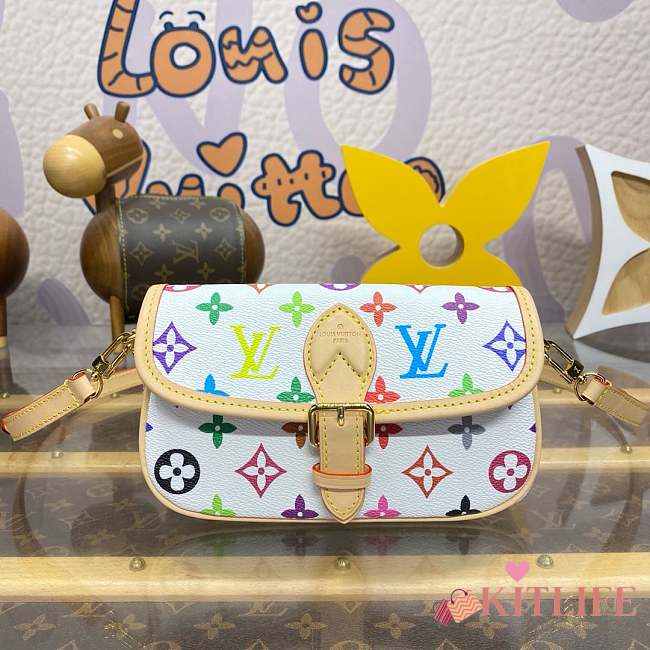 Kitlife Louis Vuitton Nano Diane Baguette Handbag Multicolor White - M14194 - 19x10.5x6cm - 1