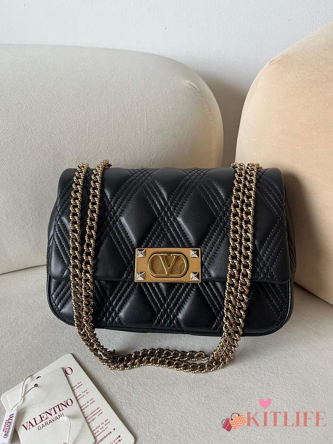 Kitlife Valentino Garavani Bag In Black Quilted Lambskin 23x17x8cm - 1
