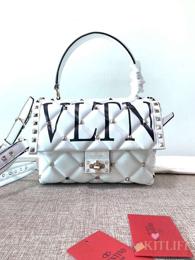 Kitlife Valentino Candystud VLTN Top Handle Bag White 23×11×17cm - 1