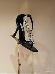 Kitlife Jimmy Choo classic diamond chain pointed crystal high-heel sandals black - 2