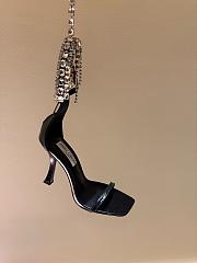Kitlife Jimmy Choo classic diamond chain pointed crystal high-heel sandals black - 3