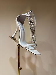 Kitlife Jimmy Choo classic diamond chain pointed crystal high-heel sandals white - 1