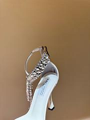 Kitlife Jimmy Choo classic diamond chain pointed crystal high-heel sandals white - 6