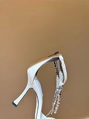 Kitlife Jimmy Choo classic diamond chain pointed crystal high-heel sandals white - 5