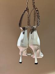 Kitlife Jimmy Choo classic diamond chain pointed crystal high-heel sandals white - 3