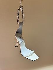 Kitlife Jimmy Choo classic diamond chain pointed crystal high-heel sandals white - 2