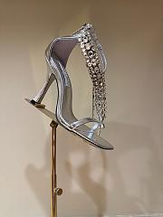 Kitlife Jimmy Choo classic diamond chain pointed crystal high-heel sandals silver - 1