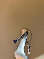 Kitlife Jimmy Choo classic diamond chain pointed crystal high-heel sandals silver - 5