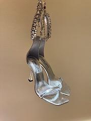 Kitlife Jimmy Choo classic diamond chain pointed crystal high-heel sandals silver - 2