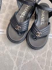 Kitlife Chanel Toe-clip Thick-soled Sandals Black - 5