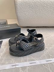 Kitlife Chanel Toe-clip Thick-soled Sandals Black - 4