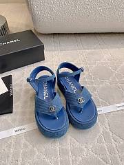 Kitlife Chanel Toe-clip Thick-soled Sandals Blue Denim - 1