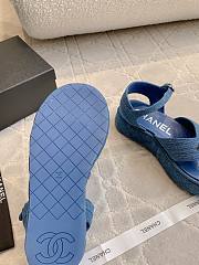 Kitlife Chanel Toe-clip Thick-soled Sandals Blue Denim - 5