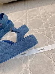 Kitlife Chanel Toe-clip Thick-soled Sandals Blue Denim - 3