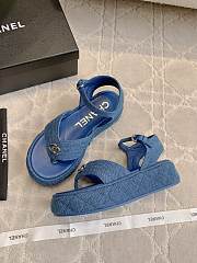 Kitlife Chanel Toe-clip Thick-soled Sandals Blue Denim - 2