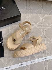 Kitlife Chanel Toe-clip Thick-soled Sandals Beige - 6