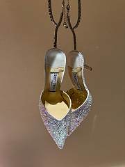 Kitlife Jimmy Choo Saeda 100mm Crystal-embellished Pumps Silver - 2