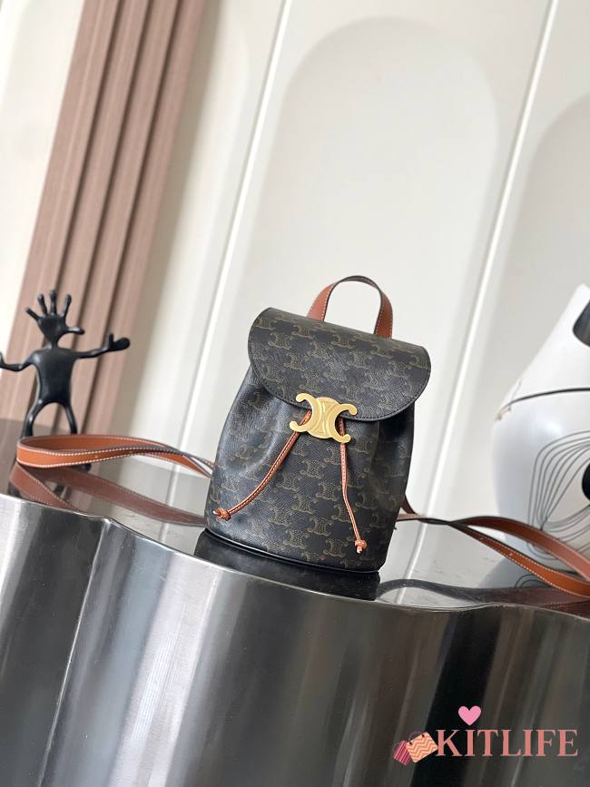 Kitlife Celine Bonnie Triomphe Leather Backpack 118703 25x18x13cm - 1
