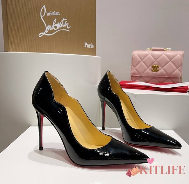 Kitlife Christian Louboutin Hot Chick Patent Leather Pumps Black - 1