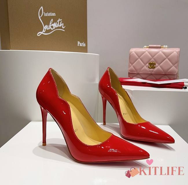 Kitlife Christian Louboutin Hot Chick Patent Leather Pumps Red - 1