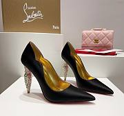 Kitlife Christian Louboutin Silver Silk Crystal Lipstick High Heels Black - 1