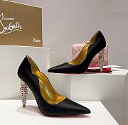 Kitlife Christian Louboutin Silver Silk Crystal Lipstick High Heels Black - 3
