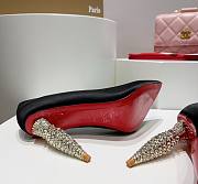 Kitlife Christian Louboutin Silver Silk Crystal Lipstick High Heels Black - 2