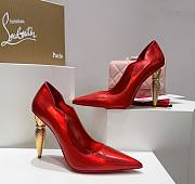 Kitlife Christian Louboutin Gold Silk Crystal Lipstick High Heels Red - 6