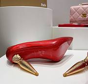 Kitlife Christian Louboutin Gold Silk Crystal Lipstick High Heels Red - 4