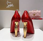 Kitlife Christian Louboutin Gold Silk Crystal Lipstick High Heels Red - 2