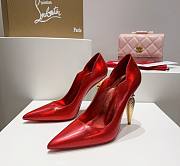 Kitlife Christian Louboutin Gold Silk Crystal Lipstick High Heels Red - 3