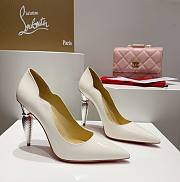 Kitlife Christian Louboutin Silver Silk Crystal Lipstick High Heels White - 1