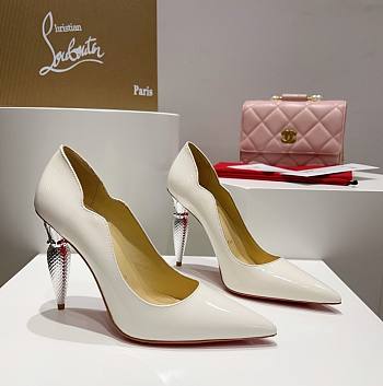 Kitlife Christian Louboutin Silver Silk Crystal Lipstick High Heels White