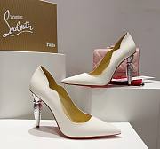 Kitlife Christian Louboutin Silver Silk Crystal Lipstick High Heels White - 6