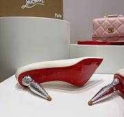 Kitlife Christian Louboutin Silver Silk Crystal Lipstick High Heels White - 5