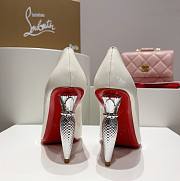 Kitlife Christian Louboutin Silver Silk Crystal Lipstick High Heels White - 2