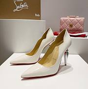 Kitlife Christian Louboutin Silver Silk Crystal Lipstick High Heels White - 3