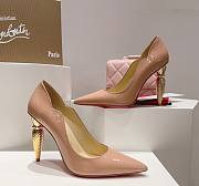 Kitlife Christian Louboutin Gold Silk Crystal Lipstick High Heels Beige - 6