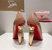 Kitlife Christian Louboutin Gold Silk Crystal Lipstick High Heels Beige - 3