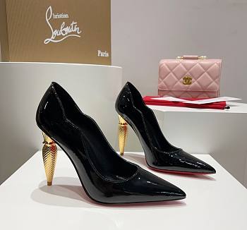 Kitlife Christian Louboutin Gold Silk Crystal Lipstick High Heels Black