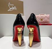 Kitlife Christian Louboutin Gold Silk Crystal Lipstick High Heels Black - 4