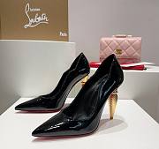 Kitlife Christian Louboutin Gold Silk Crystal Lipstick High Heels Black - 5