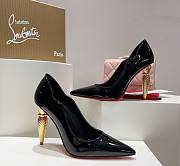Kitlife Christian Louboutin Gold Silk Crystal Lipstick High Heels Black - 6