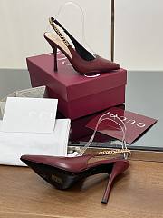 Kitlife Gucci Letter Buckle Chain High-heeled Sandals Burgundy - 4