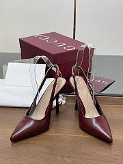 Kitlife Gucci Letter Buckle Chain High-heeled Sandals Burgundy - 3
