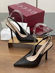 Kitlife Gucci Letter Buckle Chain High-heeled Sandals Black - 4