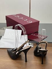 Kitlife Gucci Letter Buckle Chain High-heeled Sandals Black - 3